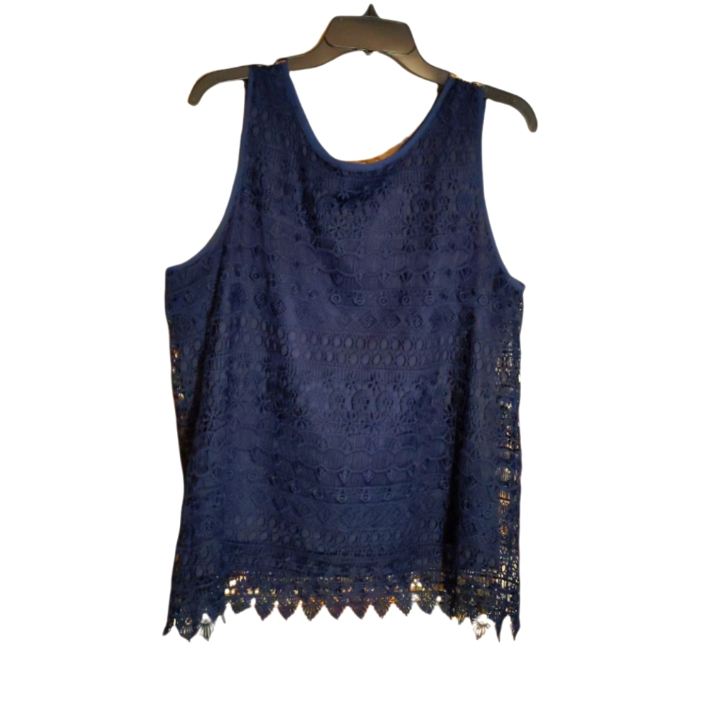 Adiva dark blue lace tank top